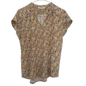 LOFT Women's Size SMALL pastel ditsy micro floral feminine romantic print Top